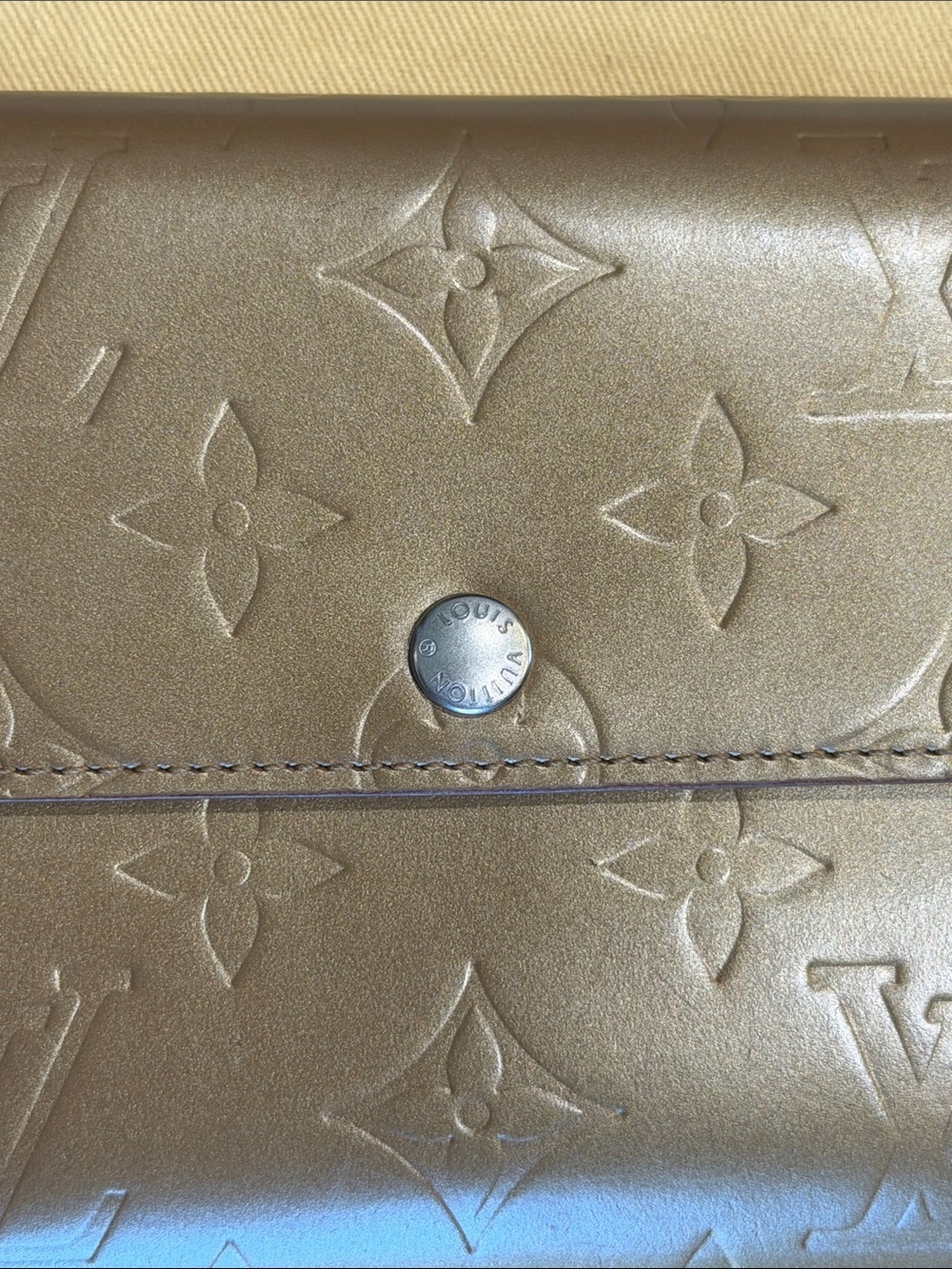 LOUIS VUITTON MONOGRAM MATTE Vernis BRONZE LONG WALLET Rare Finish w Box & Dusty - Picture 4 of 12